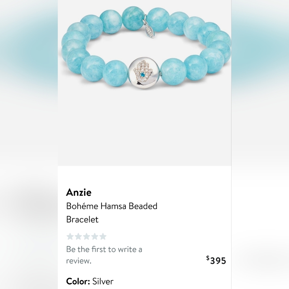 Hamsa Charm Bracelet - Blue and Silver. #36